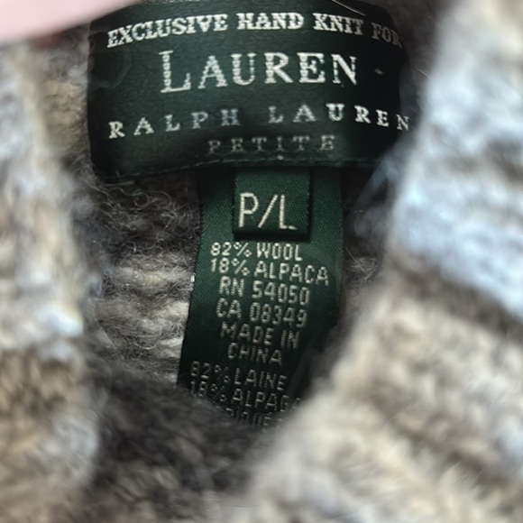 Lauren Ralph Lauren Gray white fair isle hand knit wool alpaca Sweater - large - Picture 2 of 8